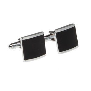 Black Onyx Gemstone and Silver Cufflinks, Unisex Accessories